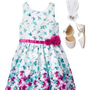 Dressed Up by Gymboree Floral Duppioni Party Dress, Watercolor Garden, Size 7